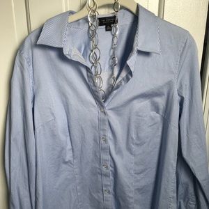 Blue and White Stripe Button Down Shirt